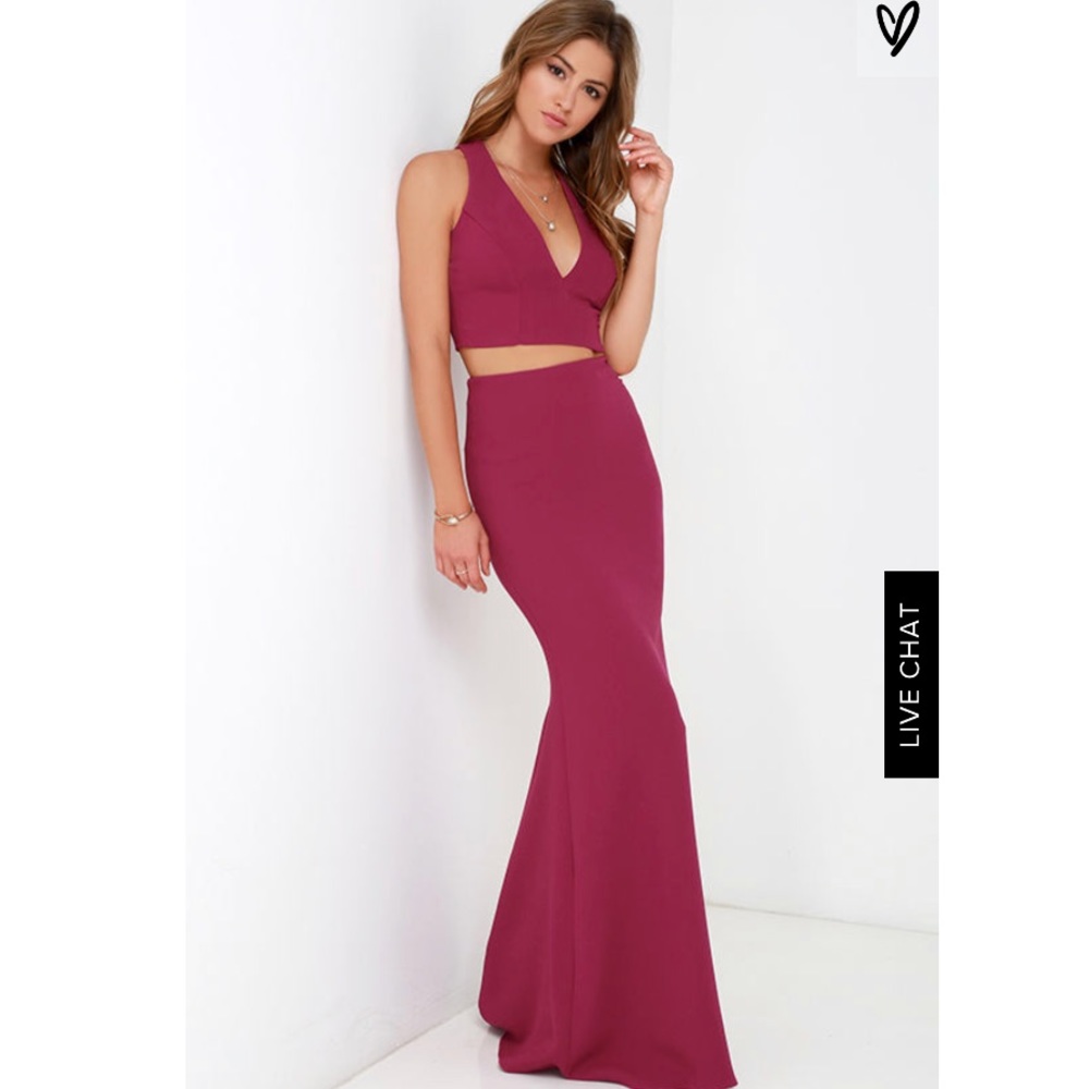 Lulus flutterby wine red two piece dress
